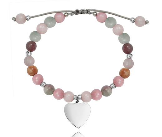 1600 bransoletka z sercem grawerowanym kamienie naturalne