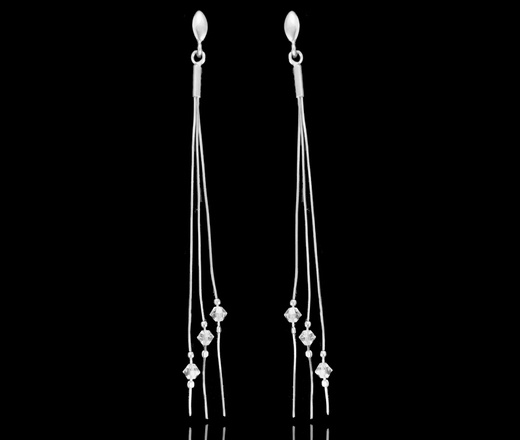 1526 komplet srebrny z kryształkami