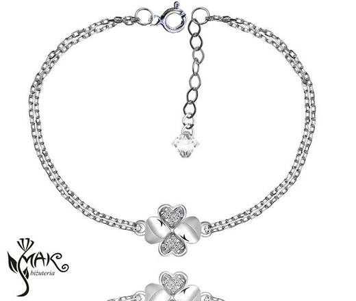 KPL721 koniczynka Swarovski Elements KOMPLET+ pudełko z grawerem