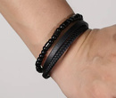 599/1124 męska bransoletka grawerowana  skóra czarna