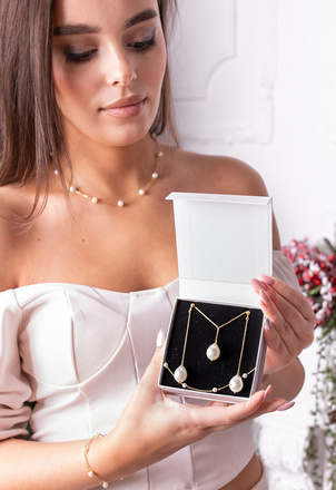 1452 naszyjnik srebrny 925 pozłacany perła