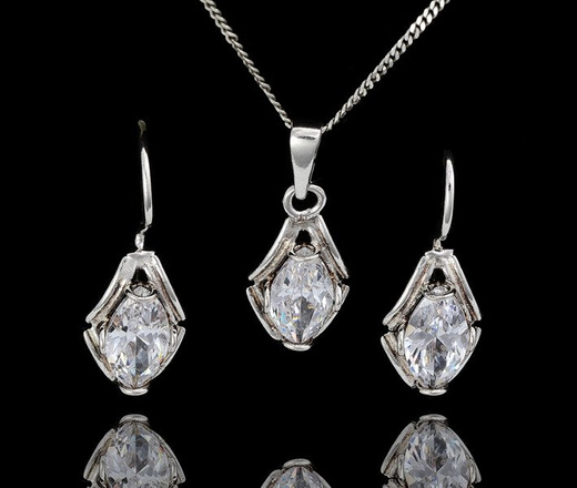 480/200 komplet srebrny z owalną cyrkonią