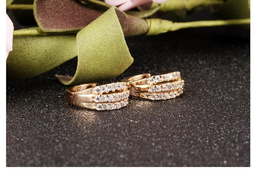 Kol 599/547 kolczyki, stal szlachetna koloru złotego, cyrkonie, kolczyki kółeczka