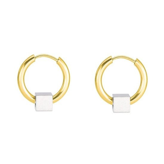 Kol 599/860 KOLCZYKI koła, stal szlachetna złote zapięcie zamknięte