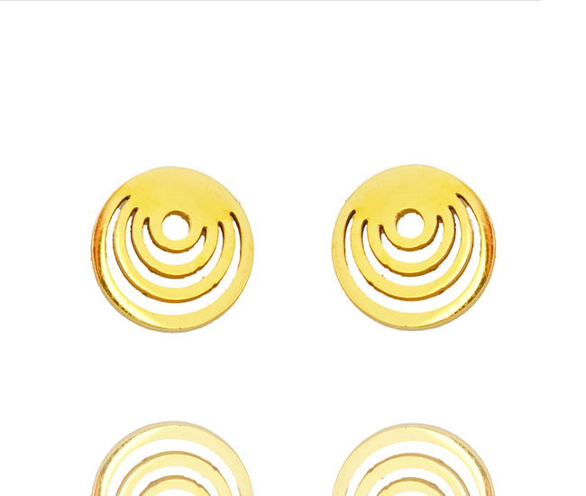 1232/26 kolczyki stalowe złote kółka 9 mm półksiężyce