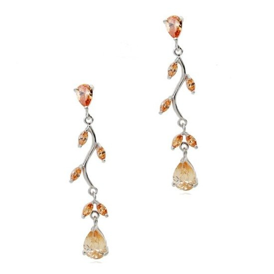 Kol 599/662 KOLCZYKI z beżowymi łezkami, długie i Piękne, srebrne