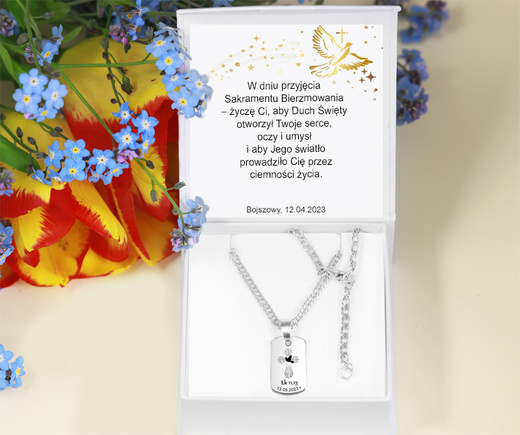 1531 Nieśmiertelnik srebrny 925 z grawerem MIDI na bierzmowanie