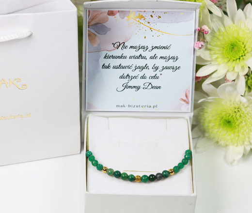 1733/15 bransoletka z agatem oraz jadeitem afrykańskim na sznurku