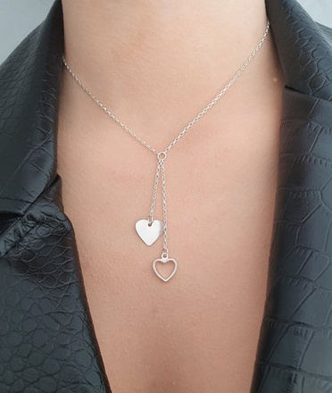 1158 naszyjnik z grawerem krawat, srebro 925 serca