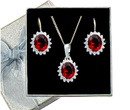 480/81 komplet srebrny owale z cyrkoniami rubinowymi