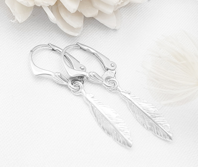 1797/2 Kolczyki srebrne 925 piórka, zapięcie angieslkie