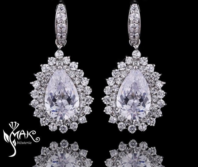 Kol 686/14 KOLCZYKI ślubne, cyrkonie długie Piękne