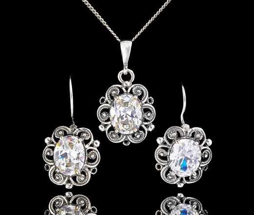 480/189 komplet srebrny z cyrkonią