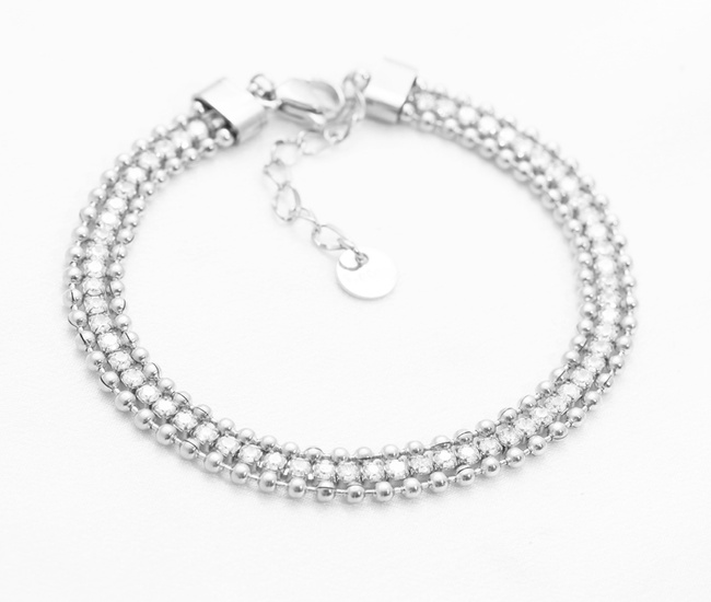 Bransoletka potrójna z cyrkoniami, stal szlachetna 1857/20