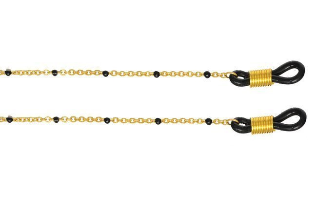 1289  pozłacany łańcuszek z czarną emalią do okularów stal szlachetna