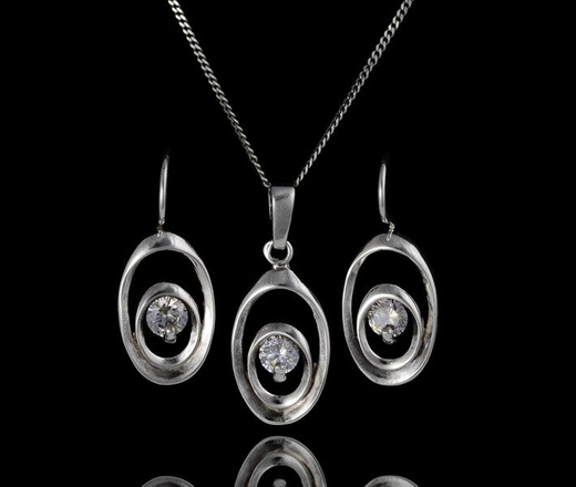 480/206 komplet srebrny owalny