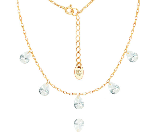 1387 naszyjnik srebrny 925 pozłacany  delikatny z cyrkoniami