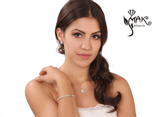 Kpl864 komplet ślubny, biżuteria ślubna z cyrkoniami (k599/576 + b599/147)