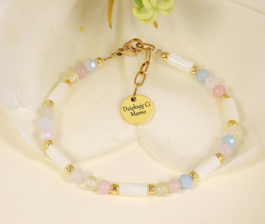 1529 bransoletka grawerowana z kamieniami naturalnymi Dzień Mamy