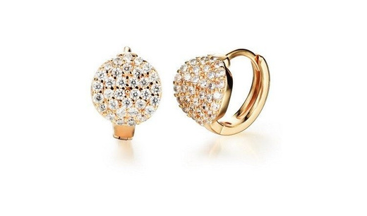 Kol 599/495 kolczyki kółeczka żółte złoto wysadzane cyrkoniami