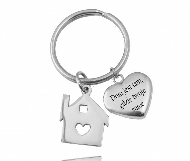 1559/2 brelok do kluczy z Twoim grawerunkiem srebrny dom
