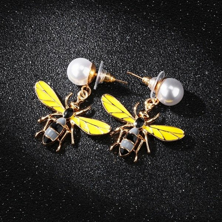 Kol 599/801 KOLCZYKI pszczoły, pokryte emalią