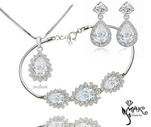 Kpl885 komplet ślubny, biżuteria ślubna z cyrkoniami b599/812 k599/545 n599.814