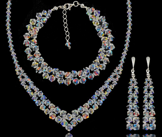 1298 naszyjnik srebrny 925 kryształowy Crystal AB na ślub