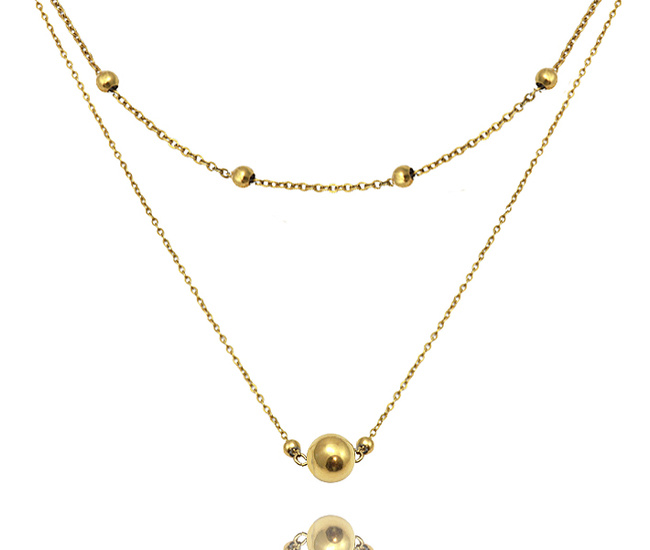 1854/1 naszyjnik pozłacany podwójny kuleczki