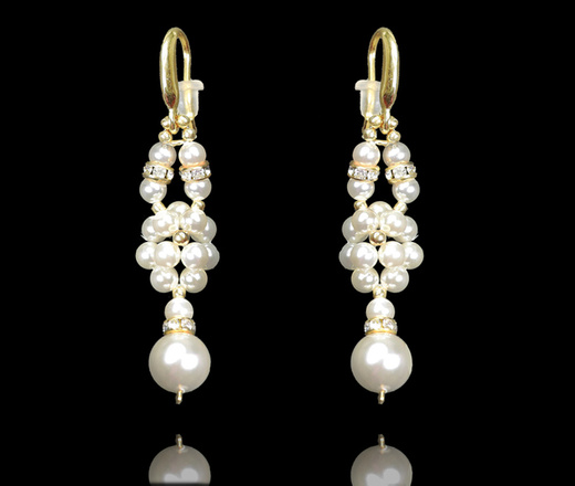 1366 komplet srebrny pozłacany z perełkami