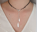 1154 Naszyjnik srebrny 925  regulowany piórka 