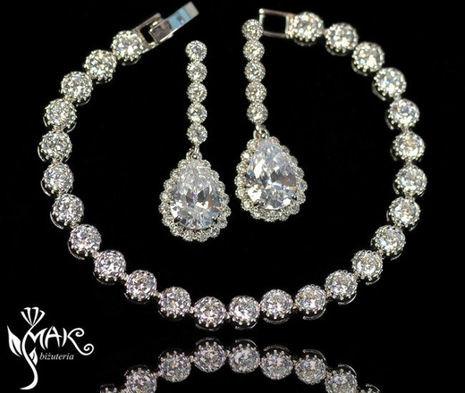 Kpl871 komplet ślubny, biżuteria ślubna z cyrkoniami k599/544 b599/543