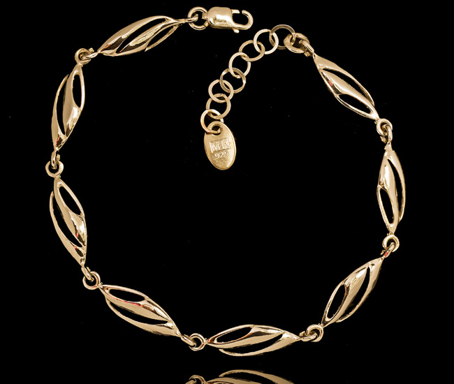 480/457 bransoletka srebrna 925 pozłacana elegancka