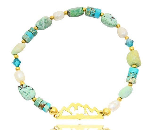 1282 bransoletka z grawerem srebrna 925 pozłacana morska góry