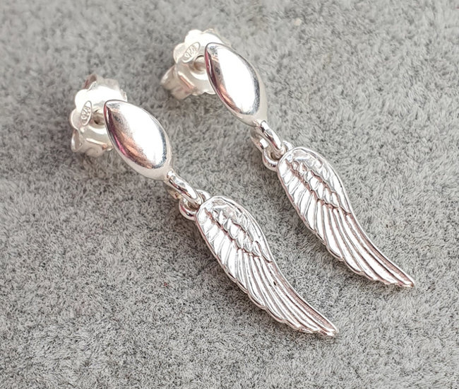 1290 kolczyki srebrne 925 skrzydła anioła sztyft