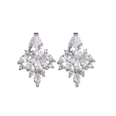 Kol 599/902 Kolczyki na ślub, długie z cyrkoniami pazurki crystal