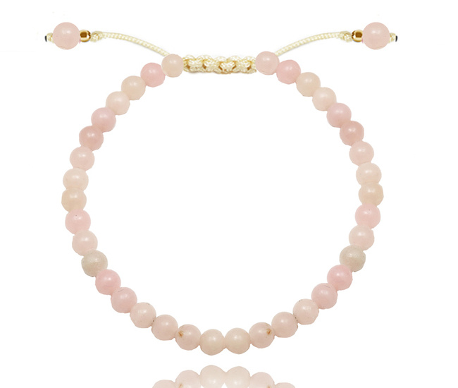 1728/8 bransoletka z opalem różowym złocona kamień naturalny na sznurku