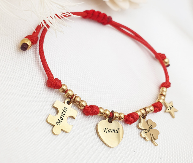 Bransoletka złocona z grawerowanymi charmsami 1785