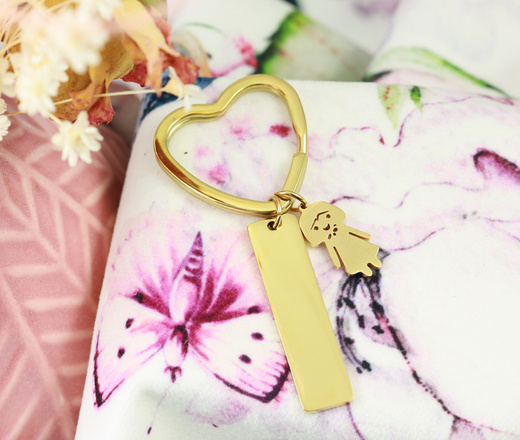 1559/7 brelok do kluczy z Twoim grawerunkiem pozłacany dziewczynka