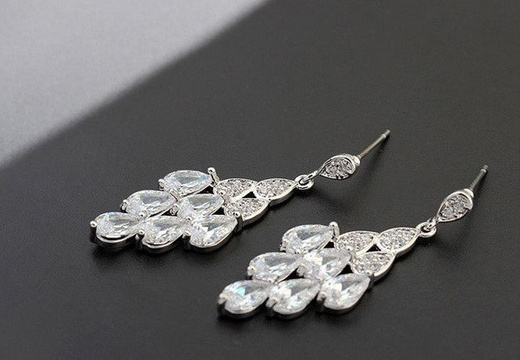 Kol 599/724 kolczyki ślubne długie z cyrkoniami