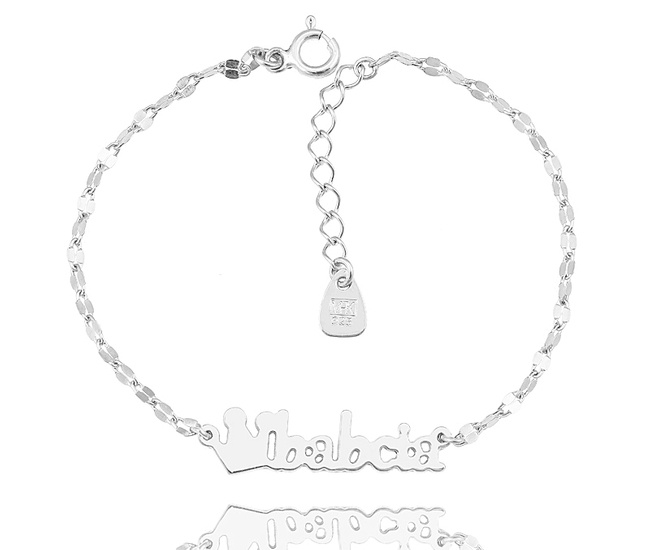 1593/2 bransoletka z napisem i zawieszką srebrna 925 na Dzień Babci grawerowana korona