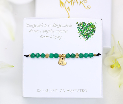 1807/7 zestaw dla nauczyciela bransoletka z grawerowanym sercem