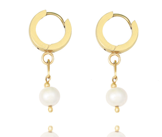 1326/13 kolczyki stal pozłacana z perełkami