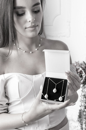 1326/35 bransoletka stal szlachetna perełki naturalne