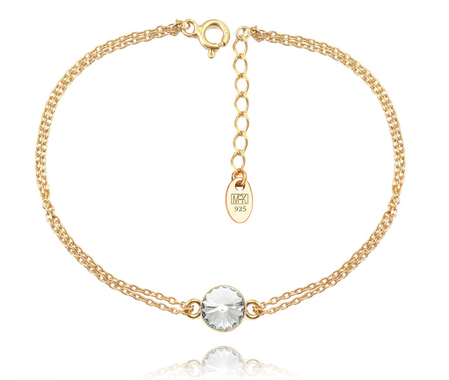 1498 bransoletka srebrna 925 pozłacana z cyrkonią