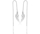 1155 Kolczyki srebrne 925 łańcuszki przeciągane skrzydła anioła