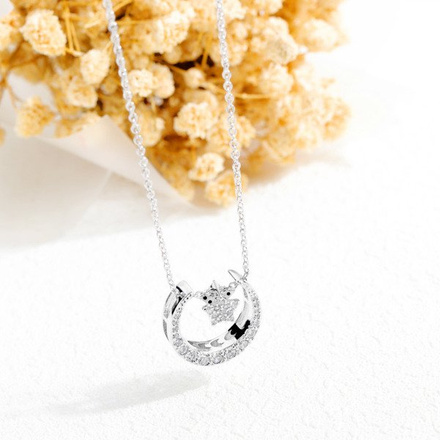 NK599/940 naszyjnik złoty stalowy gwiazdka księżyc