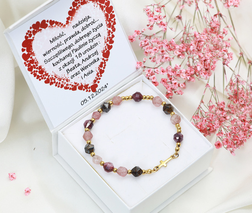 bransoletka różaniec bordowo brązowa 1888/3