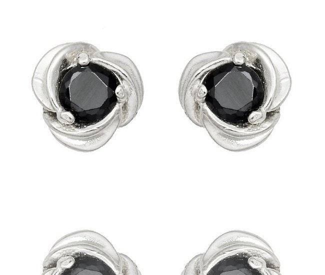480/303 kolczyki srebrne 925 różyczki, czarne cyrkonie