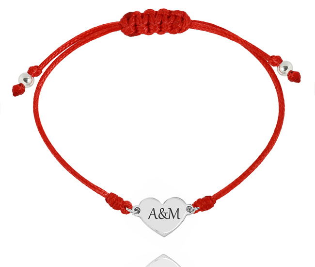 1435 bransoletka z grawerem srebro 925 serduszko